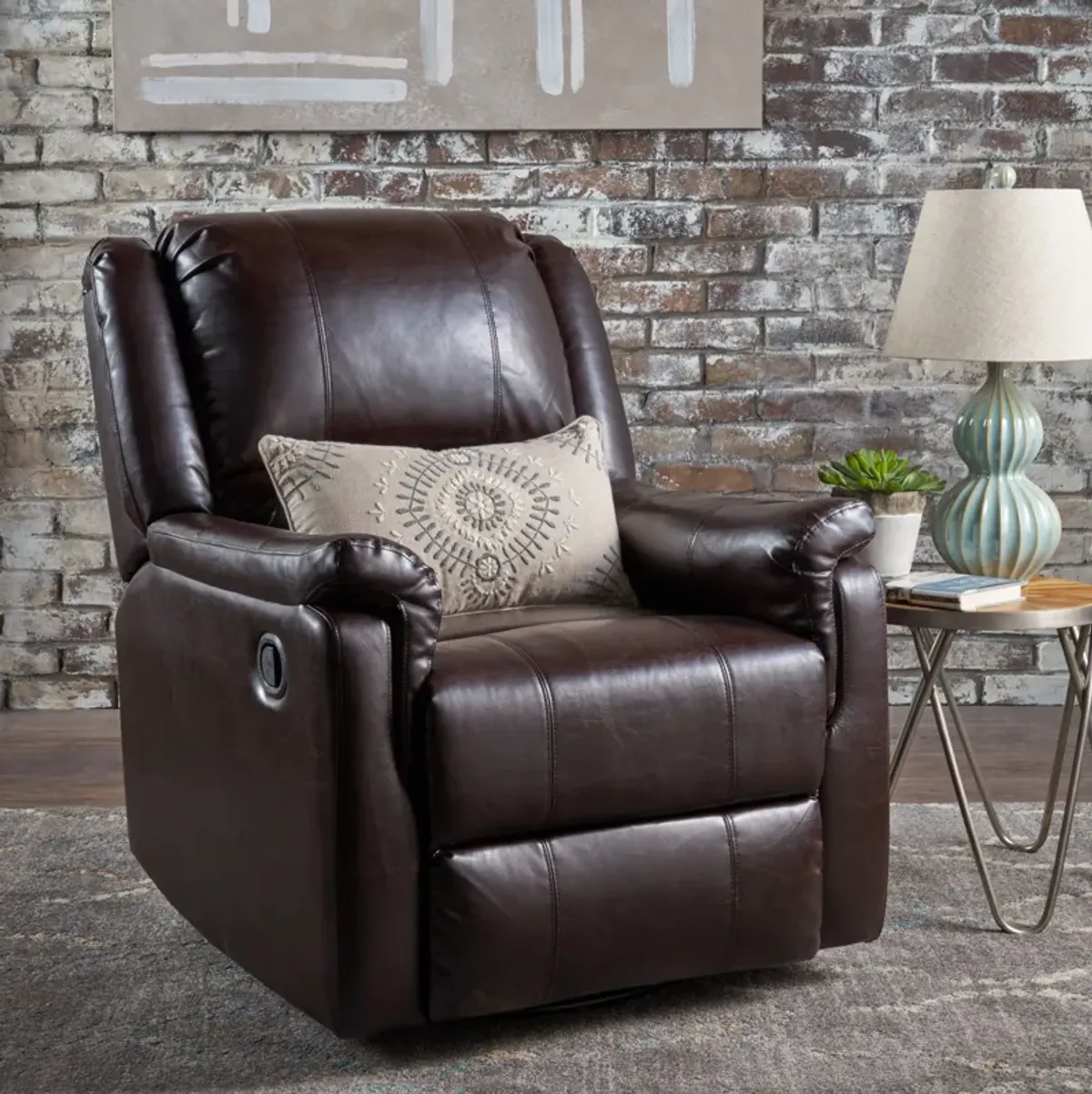 Glider Recliner With Swivel, Manual Reclining Chair