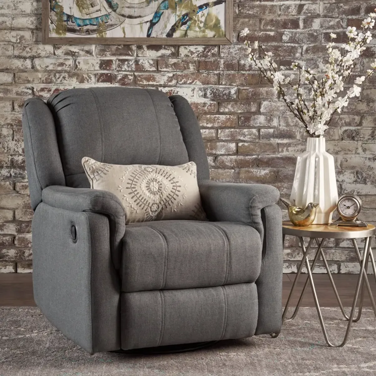 Glider Recliner With Swivel, Manual Reclining Chair