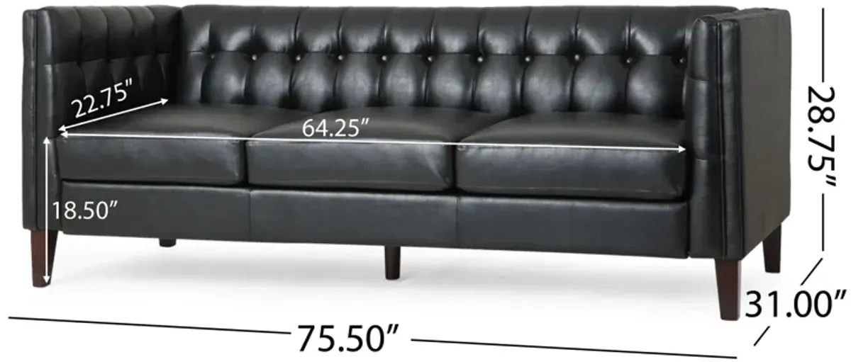 Comfy 3 Seat Sofa With Tufted Back, Modern For Living Room