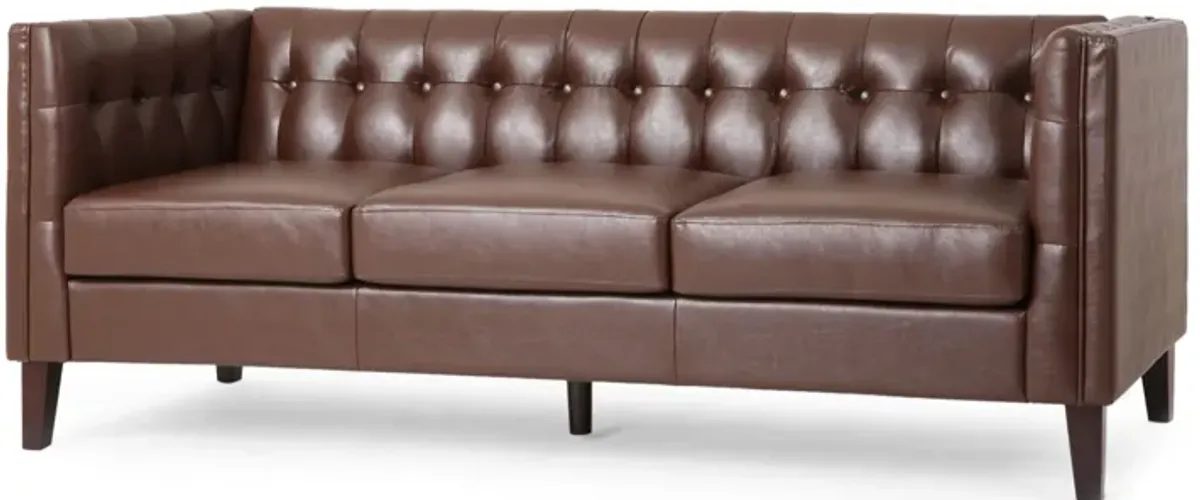 Comfy 3 Seat Sofa With Tufted Back, Modern For Living Room