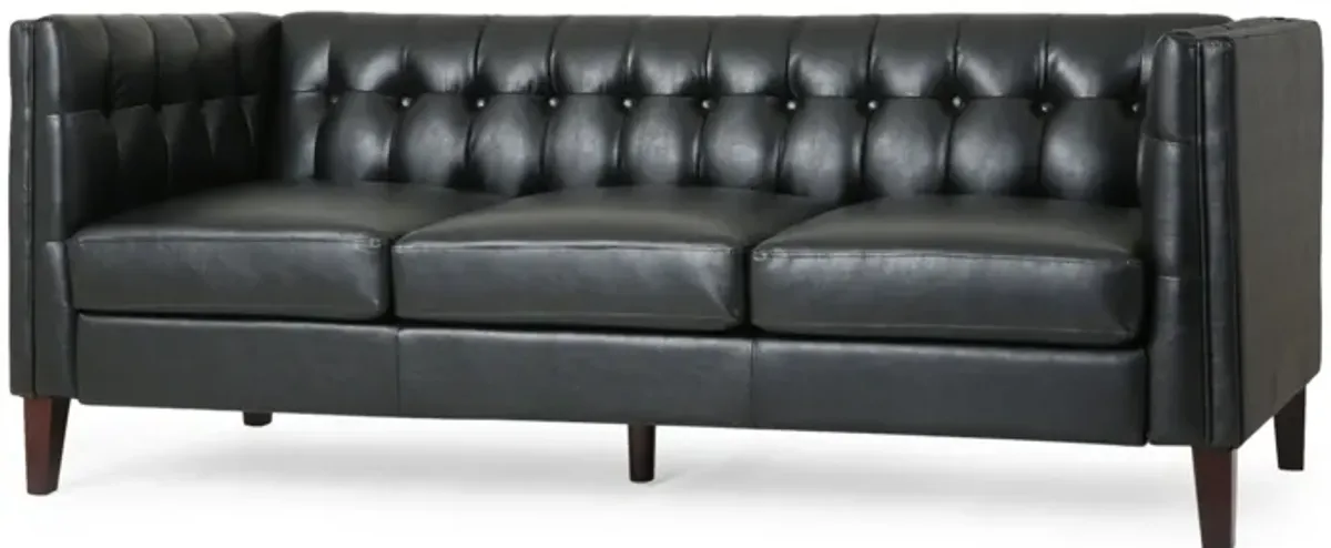 Comfy 3 Seat Sofa With Tufted Back, Modern For Living Room