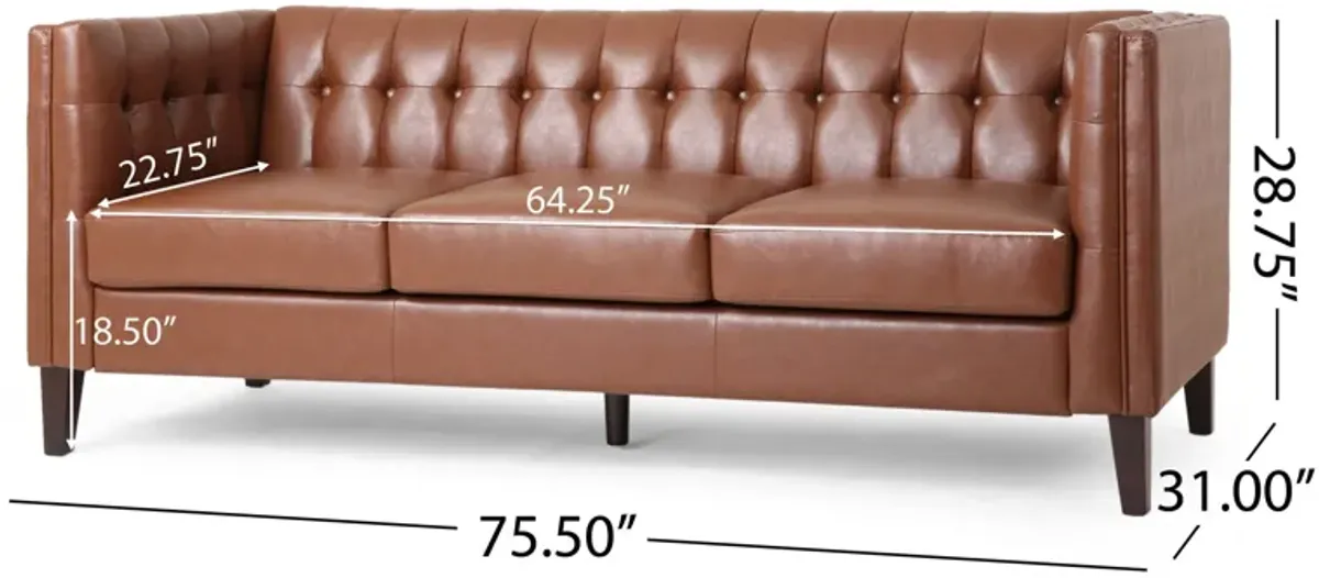 Comfy 3 Seat Sofa With Tufted Back, Modern For Living Room