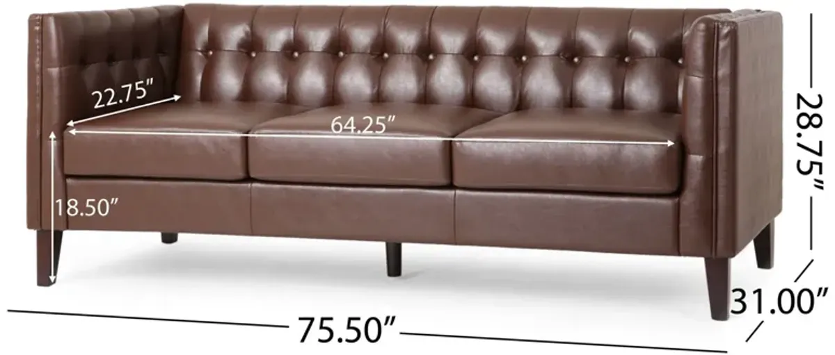 Comfy 3 Seat Sofa With Tufted Back, Modern For Living Room