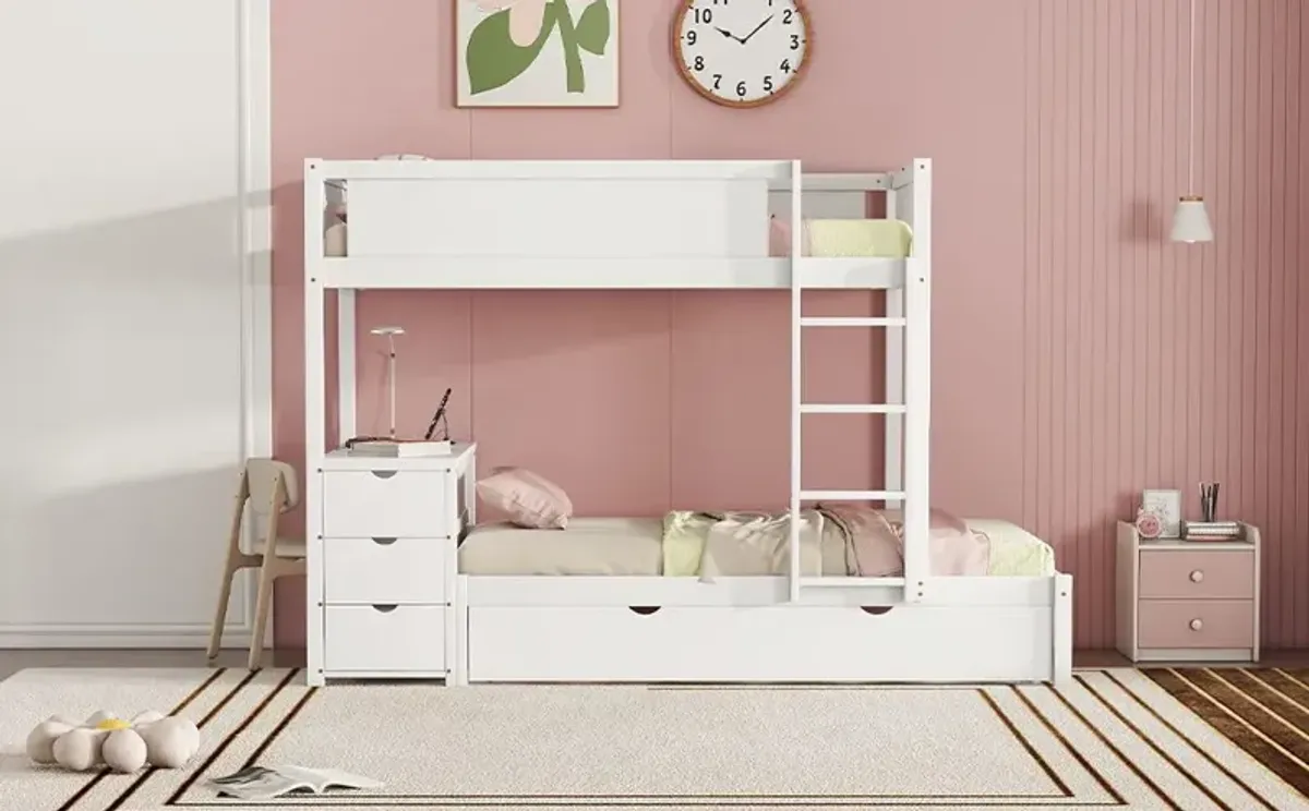 Bunk Bed With Twin Size Trundle, Storage And Desk