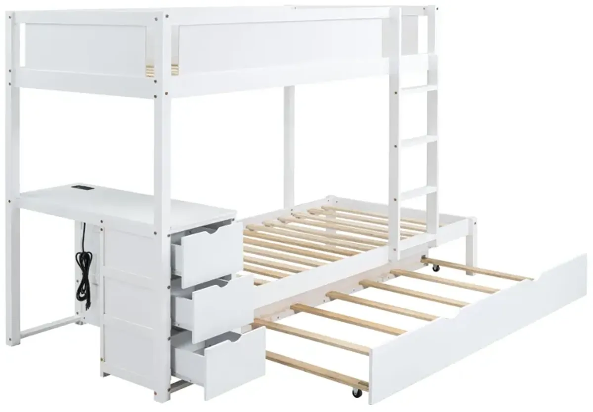 Bunk Bed With Twin Size Trundle, Storage And Desk