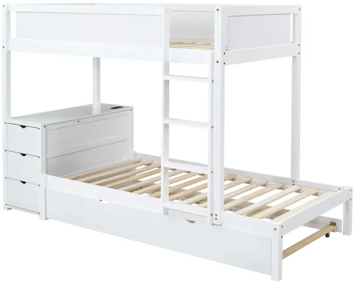 Bunk Bed With Twin Size Trundle, Storage And Desk