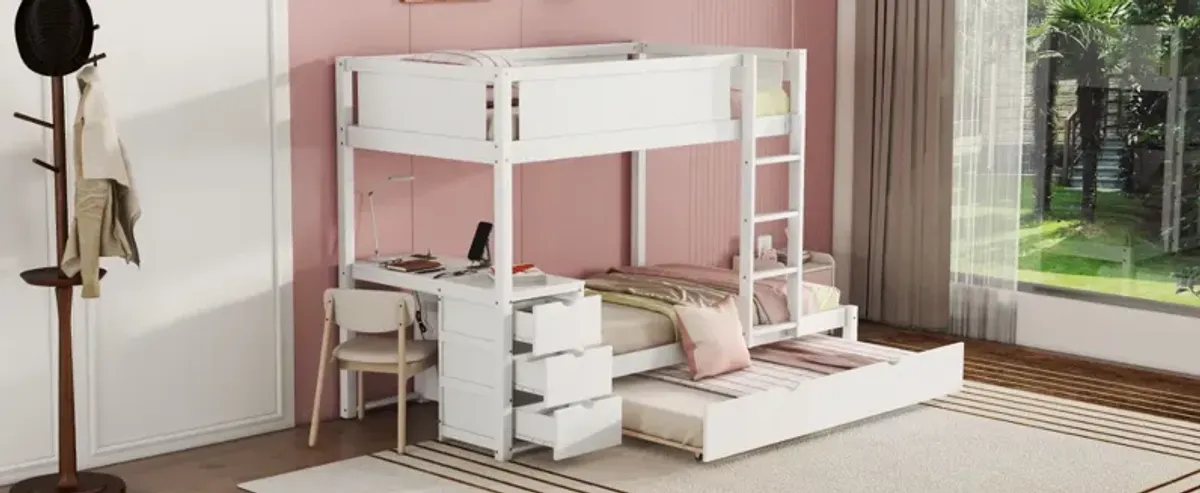 Bunk Bed With Twin Size Trundle, Storage And Desk