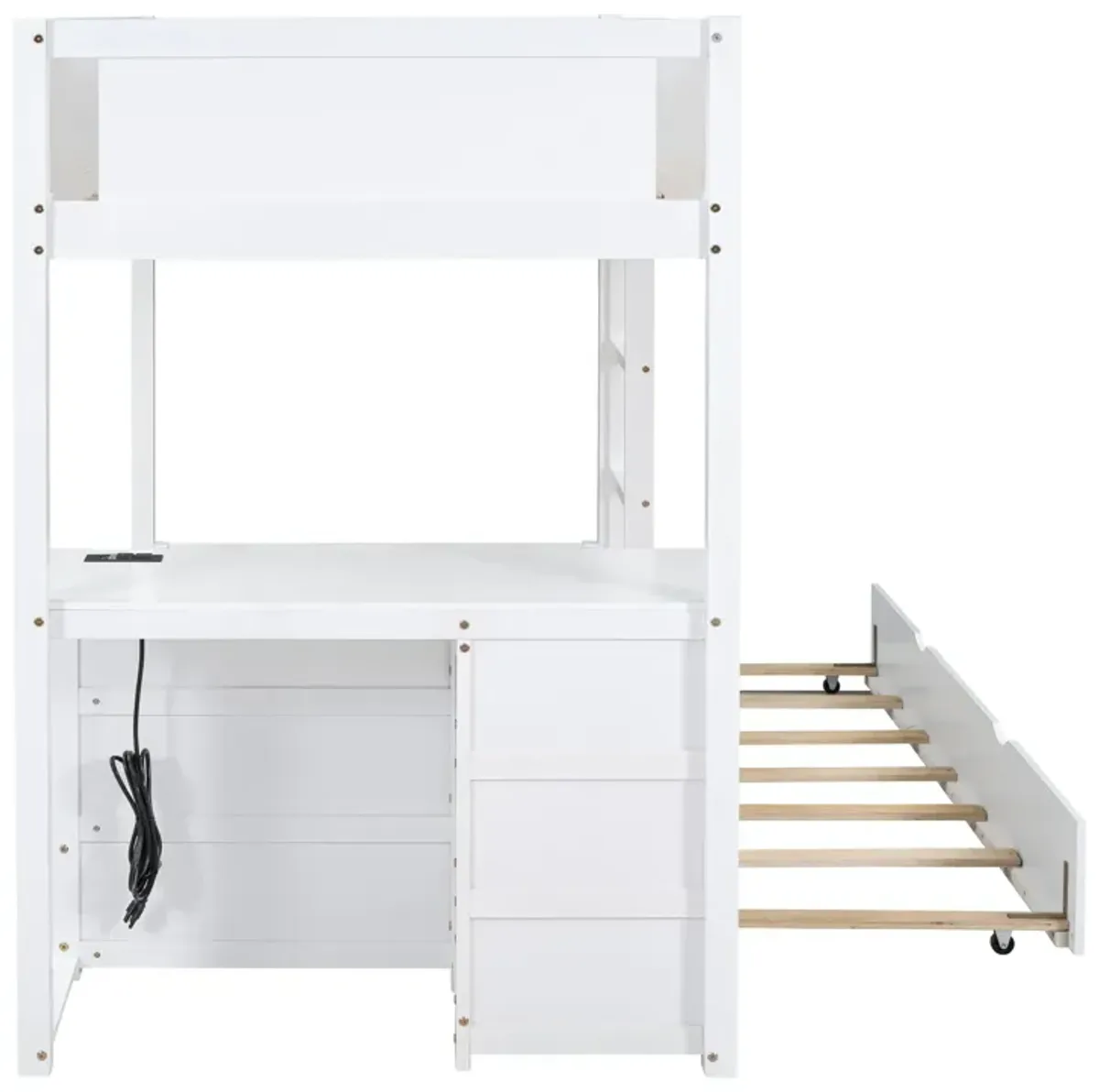 Bunk Bed With Twin Size Trundle, Storage And Desk