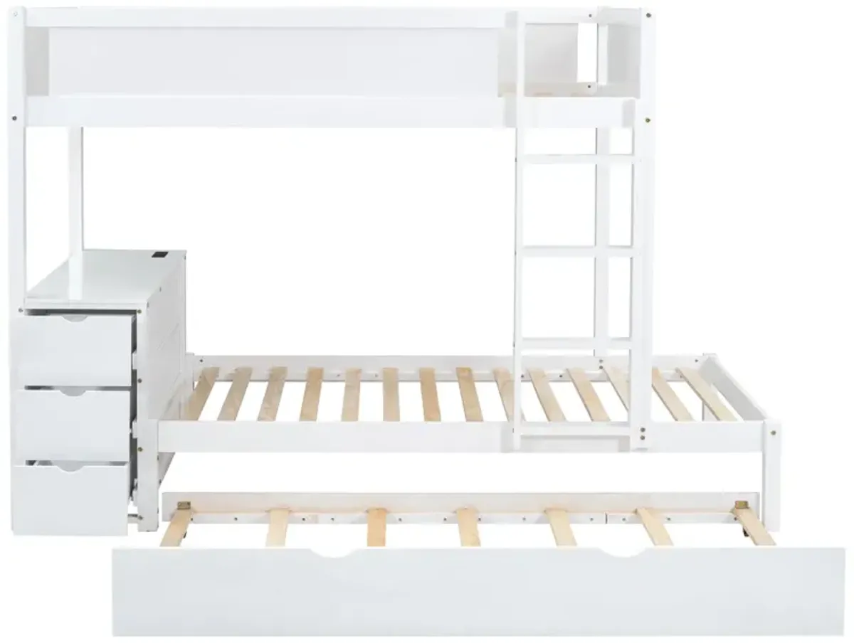 Bunk Bed With Twin Size Trundle, Storage And Desk