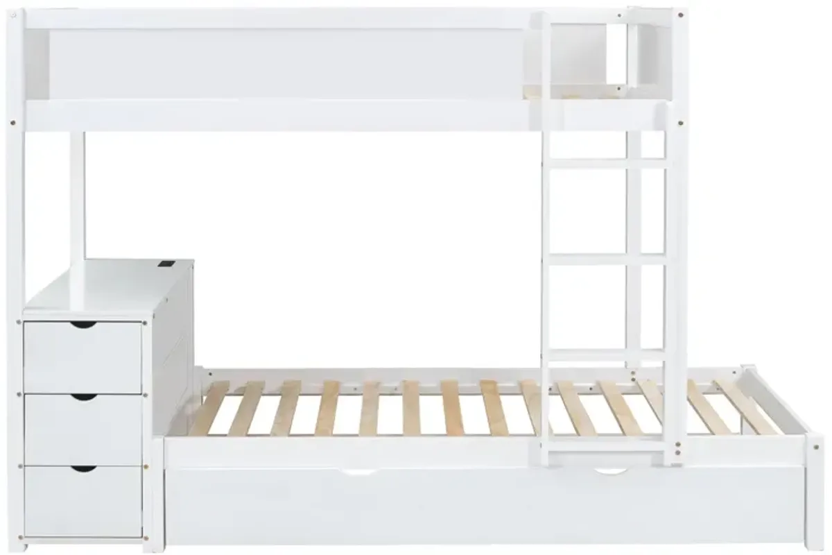 Bunk Bed With Twin Size Trundle, Storage And Desk