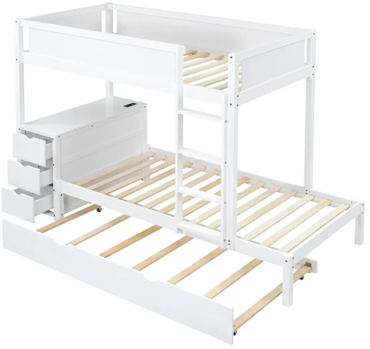 Bunk Bed With Twin Size Trundle, Storage And Desk