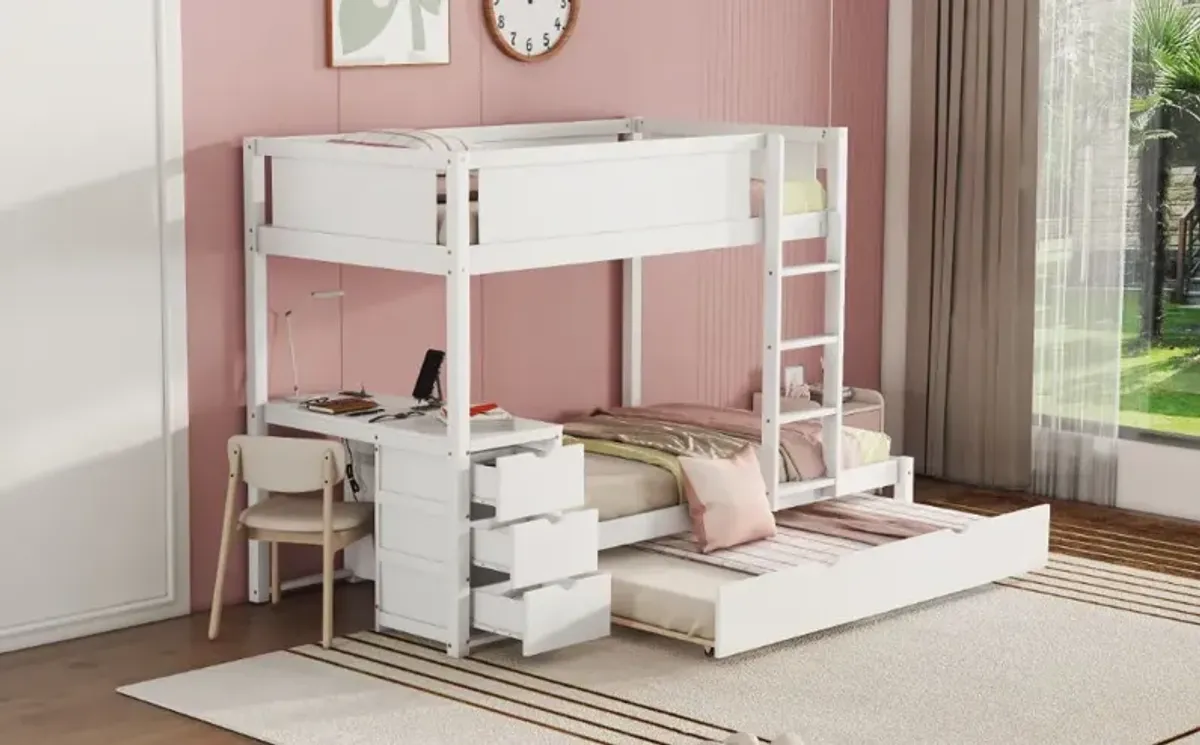 Bunk Bed With Twin Size Trundle, Storage And Desk