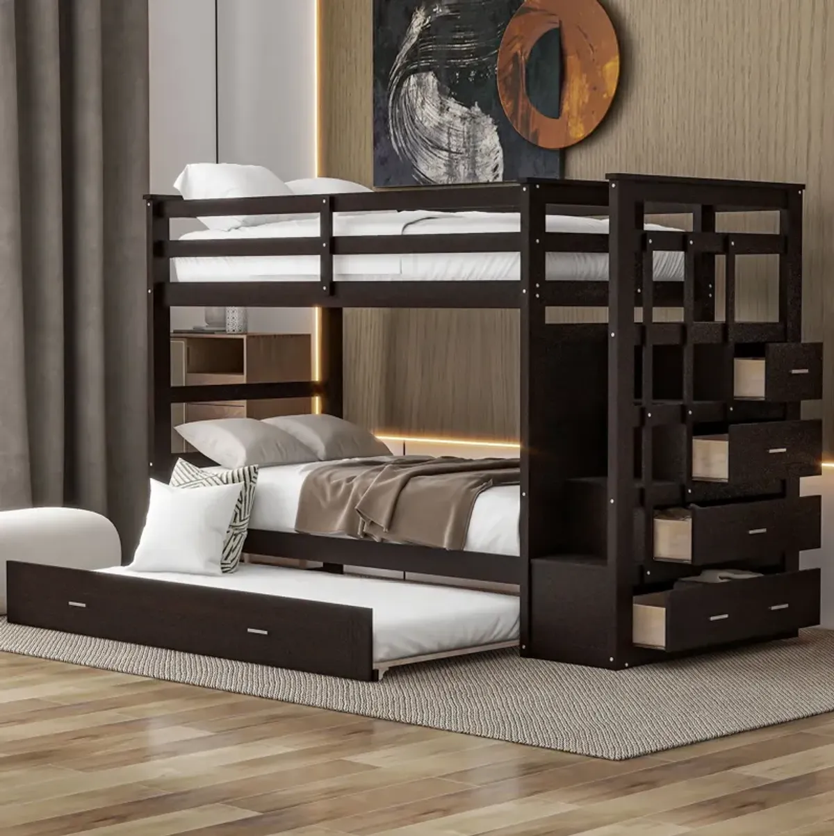 Bunk Bed With Trundle And Staircase