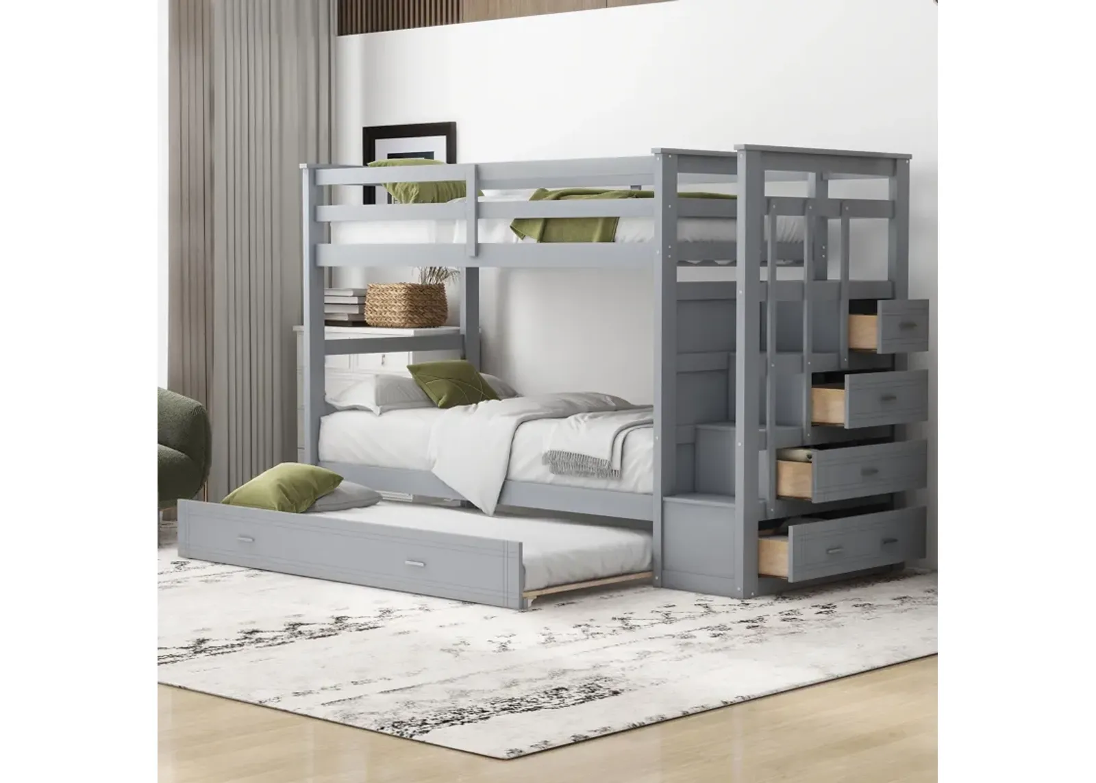 Bunk Bed With Trundle And Staircase