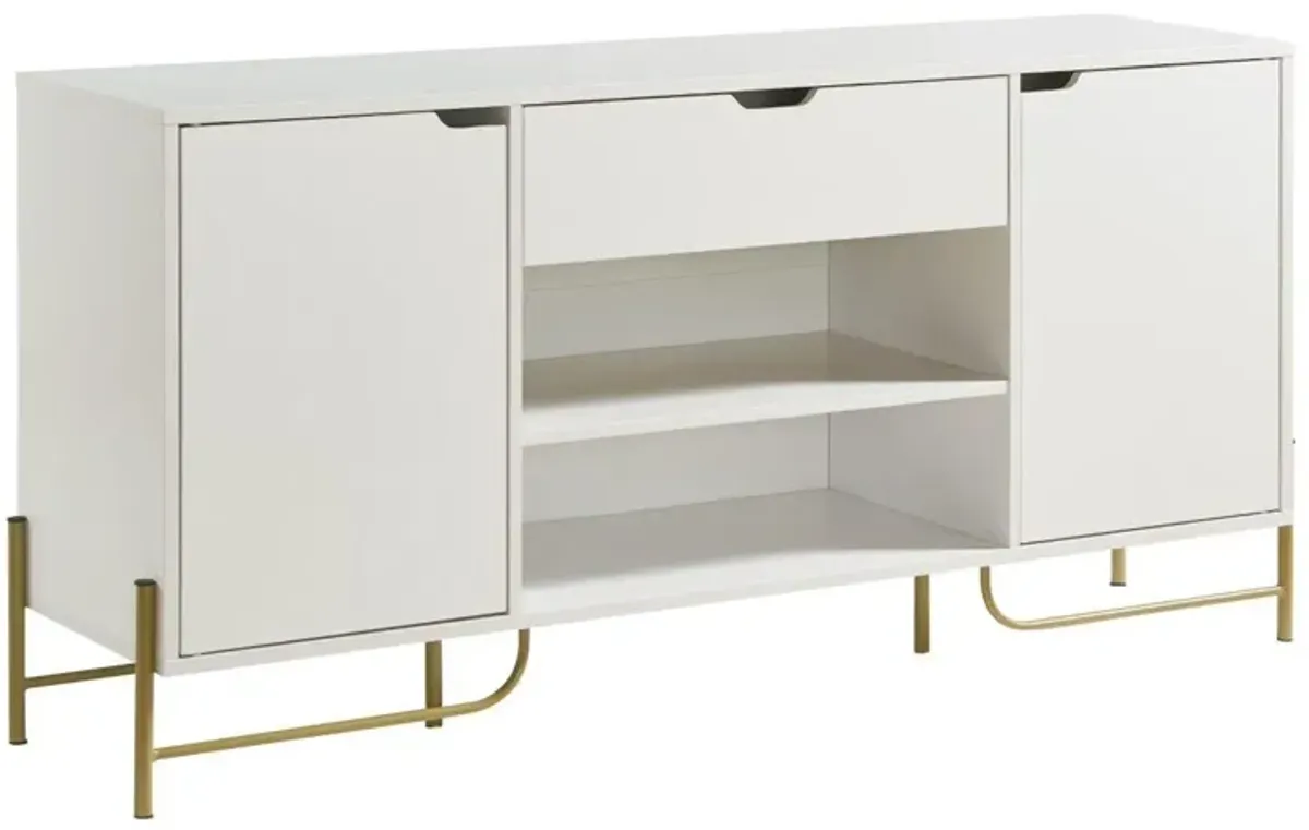 Buffet With Metal Legs With Two Door, One Drawer And Six Shelves