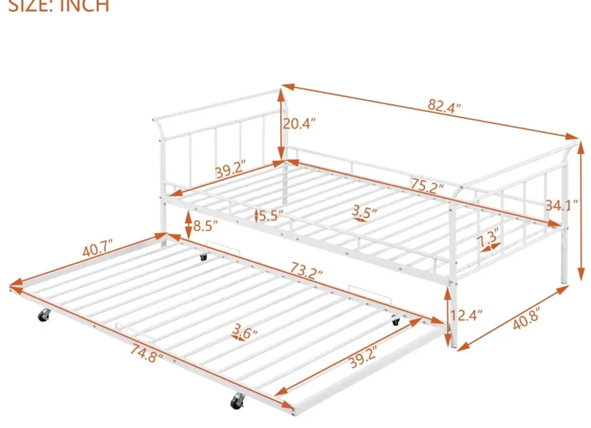 Daybed With Curved Handle Design And Trundle