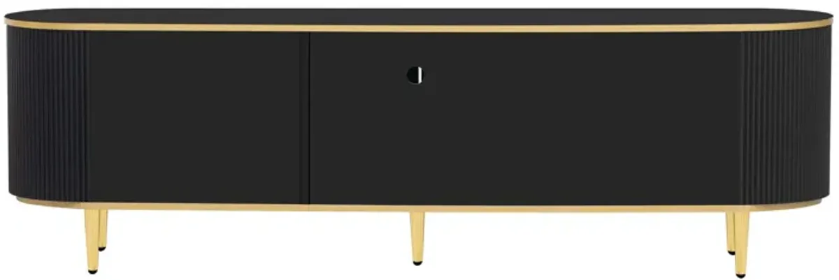 Modern TV Stand For TVs Up To 80", Entertainment Center With 4 Drawers And 1 Cabinet, Wood TV Console Table With Metal Legs And Handles For Living Room