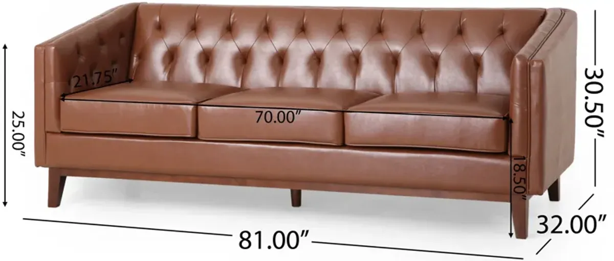 PU Sofa, Tufted Back, Solid Wood Legs, Living Room And Study