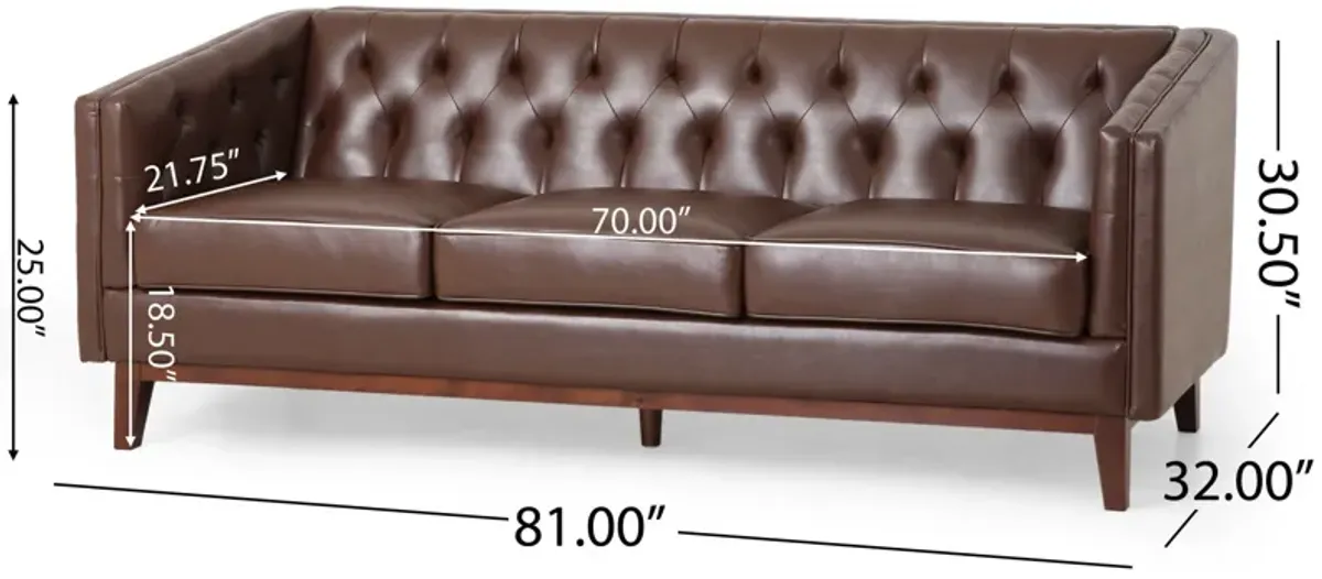 PU Sofa, Tufted Back, Solid Wood Legs, Living Room And Study