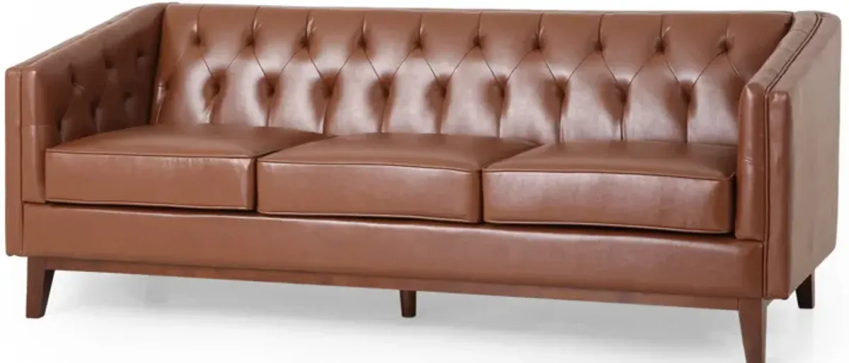 PU Sofa, Tufted Back, Solid Wood Legs, Living Room And Study