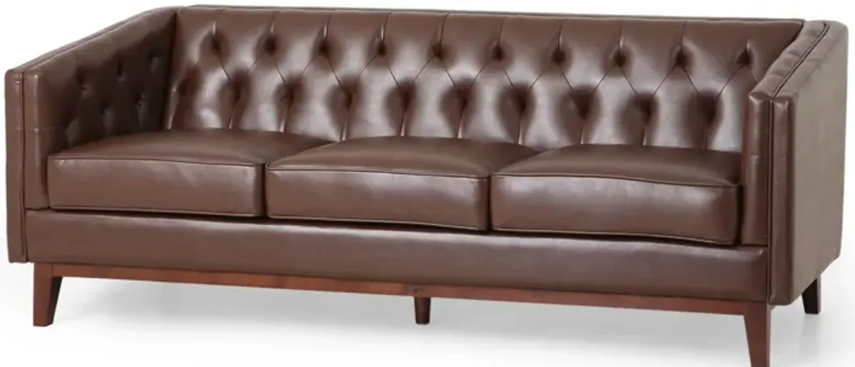 PU Sofa, Tufted Back, Solid Wood Legs, Living Room And Study