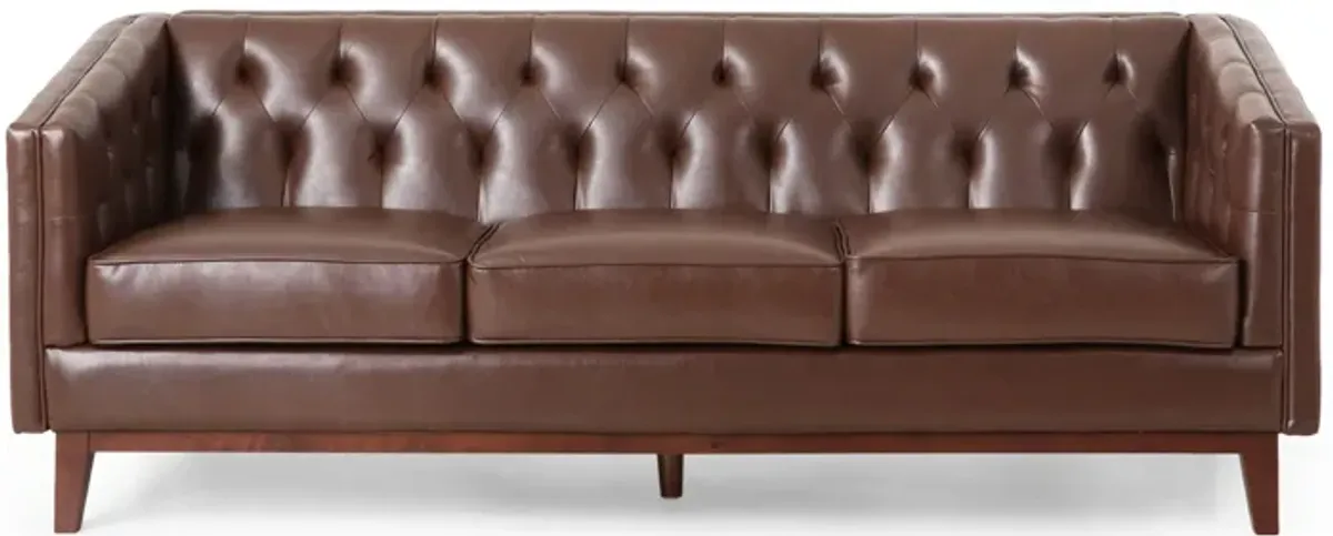 PU Sofa, Tufted Back, Solid Wood Legs, Living Room And Study