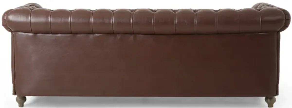 Comfy 3 Seat Sofa With Wooden Legs, Retro Style For Living Room And Study