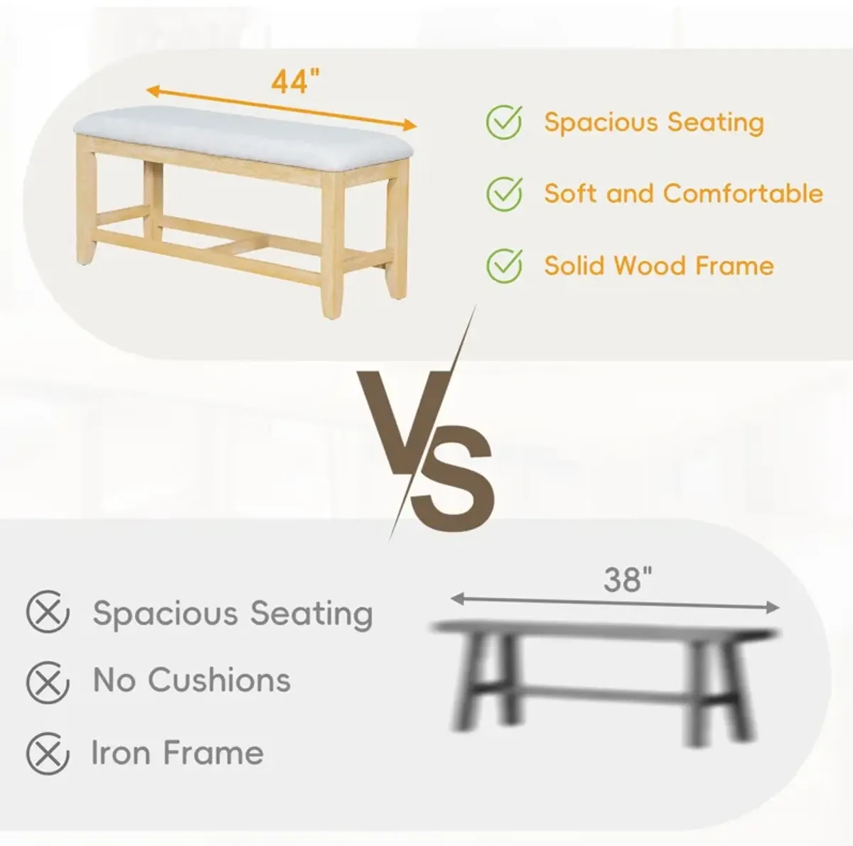 Topmax - 6 Piece Farmhouse Extendable Dining Table Set Trestle Kitchen Table Set With Removable Leaf And Upholstered Dining Chair And Bench For Dining Room