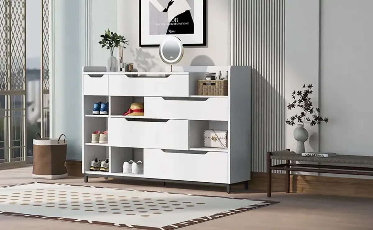 Shoe Storage Cabinet For Entryway With Drawers And Shelves, Modern Shoe Organizer Cabinet, Free Standing Shoe Rack For Hallway, Living Room