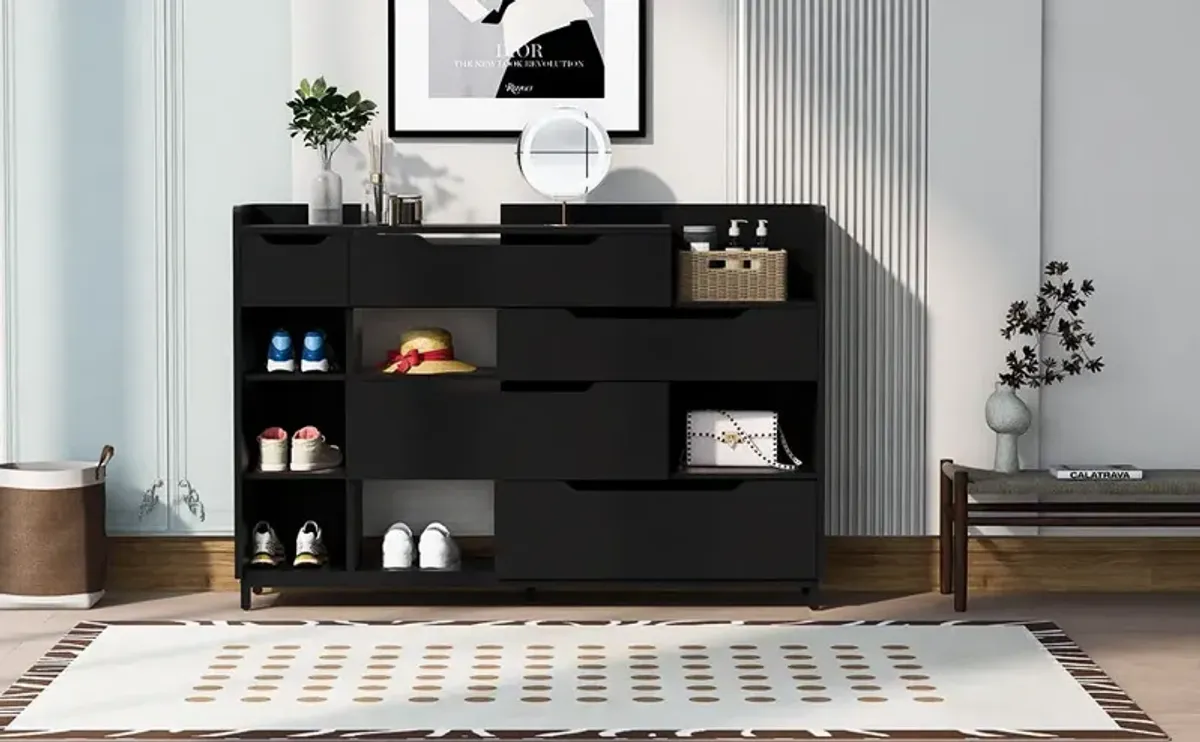 Shoe Storage Cabinet For Entryway With Drawers And Shelves, Modern Shoe Organizer Cabinet, Free Standing Shoe Rack For Hallway, Living Room