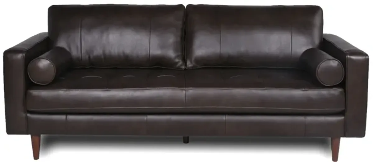 Mid-Century Tufted, Leather Sofa