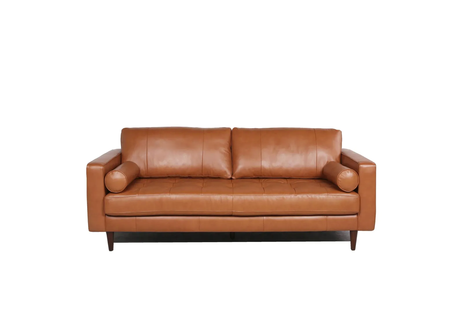 Mid-Century Tufted, Leather Sofa