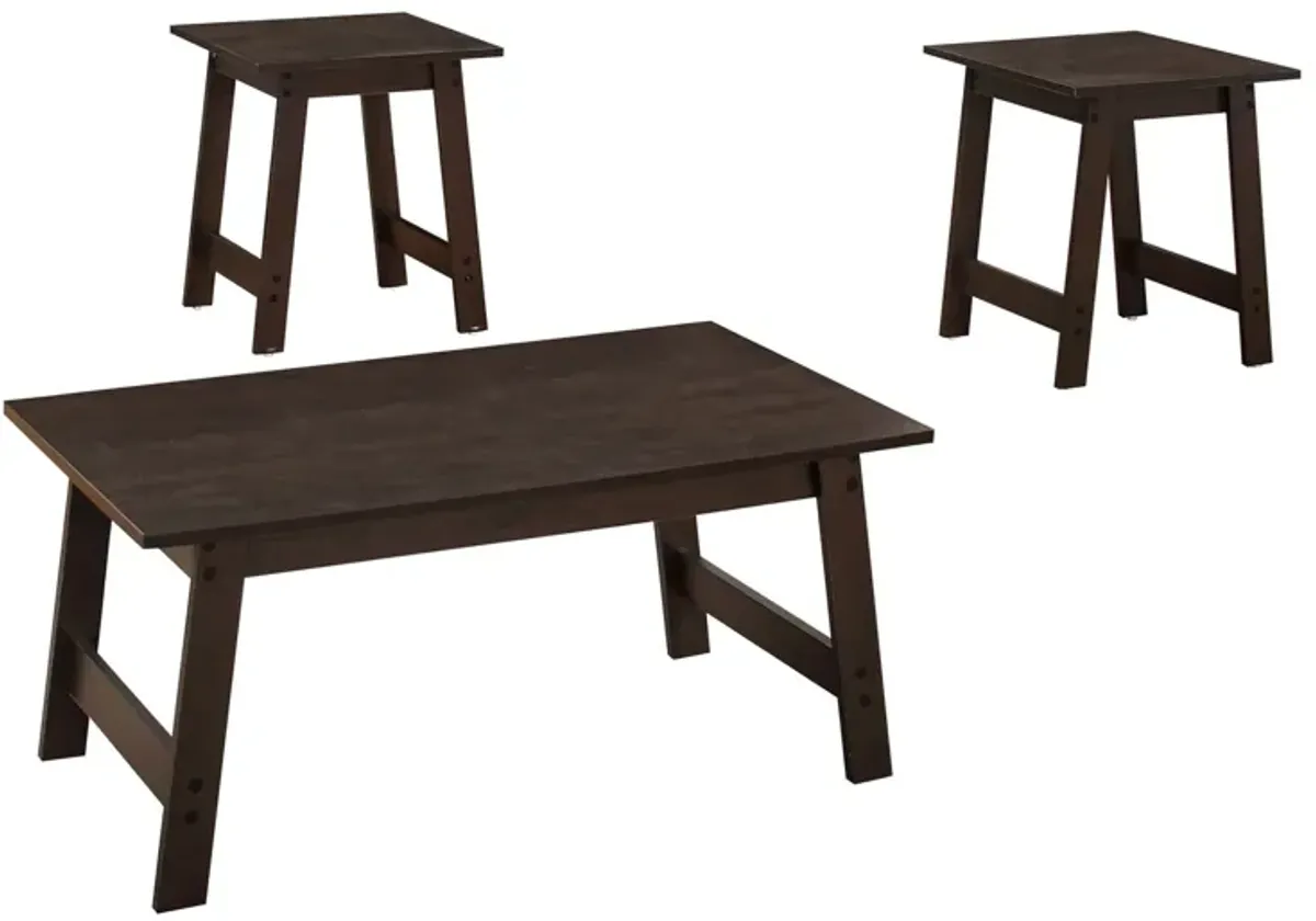 Table Set, Coffee, End, Side, Accent, Living Room Transitional (Set of 3) - Espresso