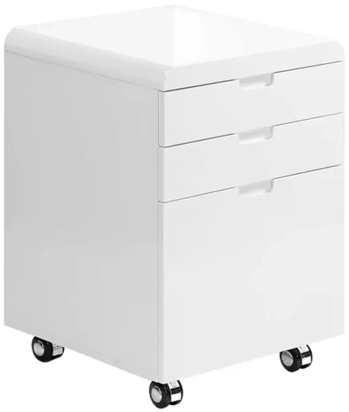 File Cabinet, Rolling Mobile, Storage Drawers, Printer Stand, Office, Work, Glossy Contemporary, Modern - White