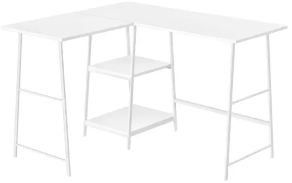 Computer Desk, Home Office, Corner, Storage Shelves, L Shape, Work, Laptop, Contemporary, Modern - White Base