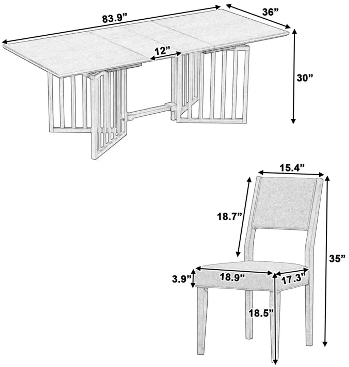 Topmax - 9 Piece Farmhouse Extendable Dining Table Set With 2 Removable Leaves And 8 Upholstered Dining Chairs