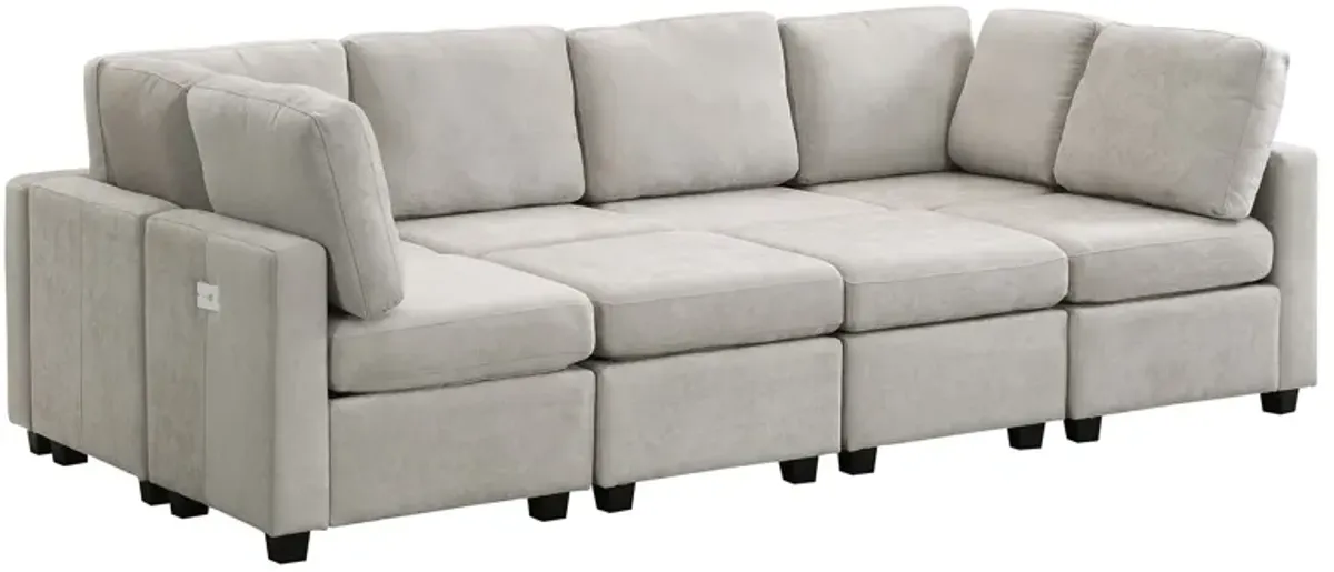 Sectional Sofa Couch Sofa Bed U-Shaped Sofa With Two Movable Ottoman And Three USB Ports For Living Room