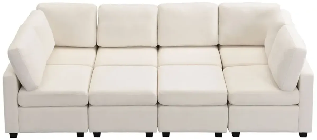 Sectional Sofa Couch Sofa Bed U-Shaped Sofa With Two Movable Ottoman And Three USB Ports For Living Room