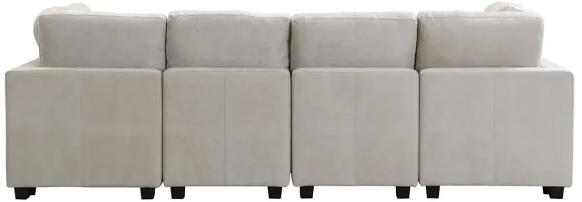 Sectional Sofa Couch Sofa Bed U-Shaped Sofa With Two Movable Ottoman And Three USB Ports For Living Room