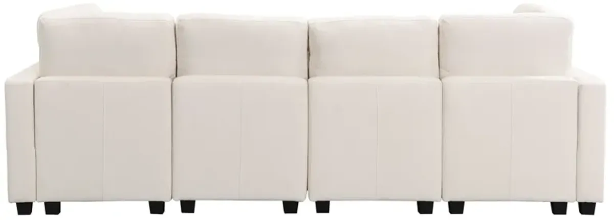 Sectional Sofa Couch Sofa Bed U-Shaped Sofa With Two Movable Ottoman And Three USB Ports For Living Room