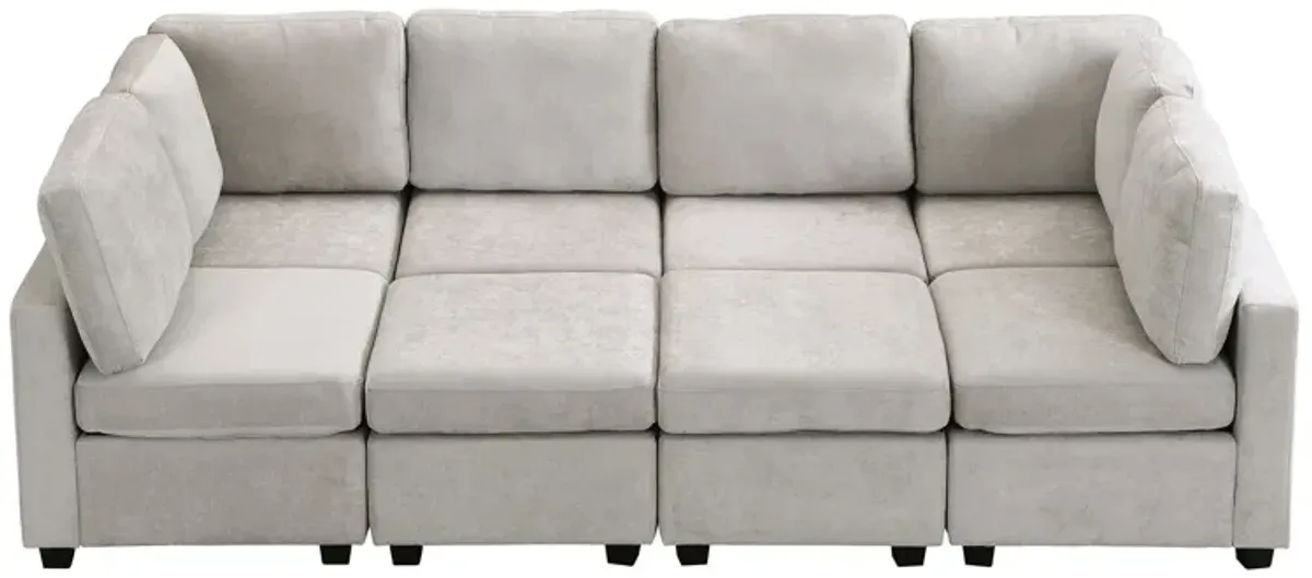 Sectional Sofa Couch Sofa Bed U-Shaped Sofa With Two Movable Ottoman And Three USB Ports For Living Room