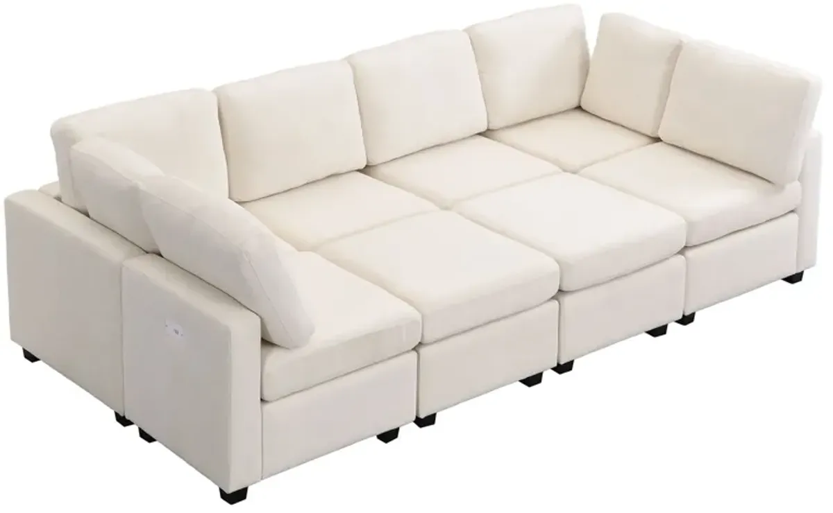 Sectional Sofa Couch Sofa Bed U-Shaped Sofa With Two Movable Ottoman And Three USB Ports For Living Room