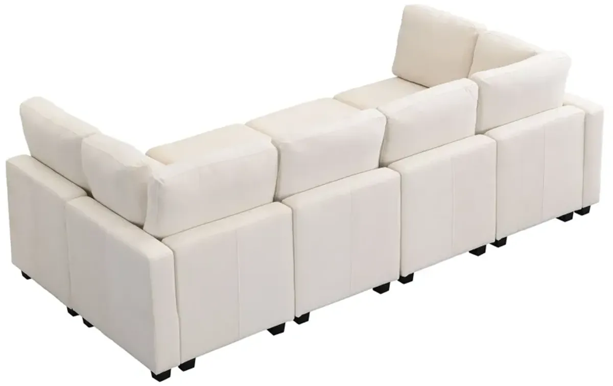 Sectional Sofa Couch Sofa Bed U-Shaped Sofa With Two Movable Ottoman And Three USB Ports For Living Room