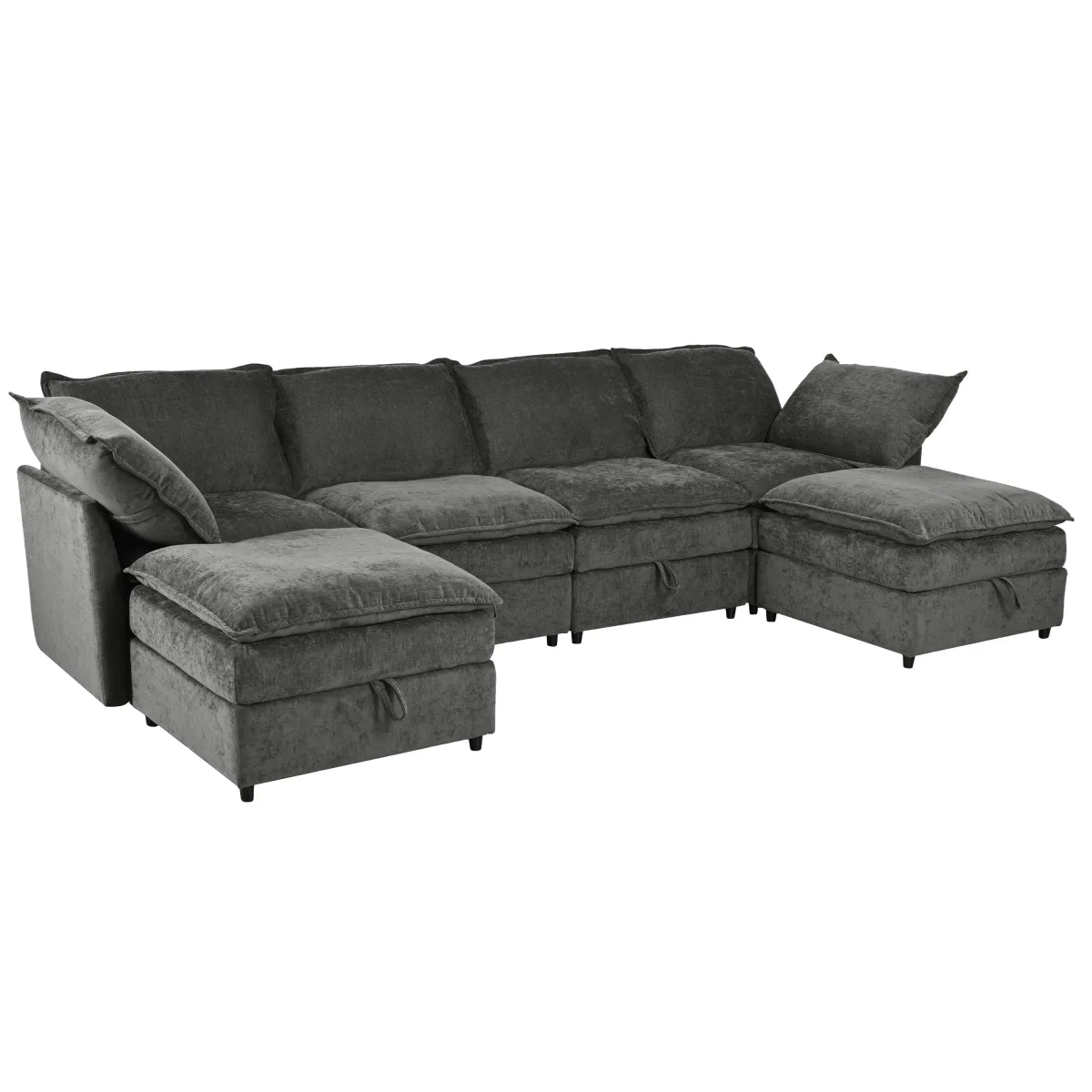 Versatile 6 Piece Modular Sofa Bed With Storage, Stylish Faux Double Layer Cushions, Comfortable & Durable Design, Perfect For Any Living Space