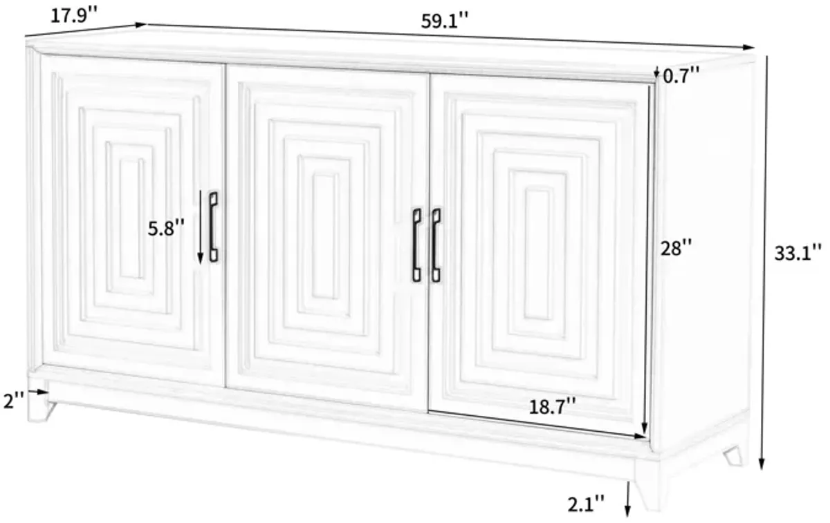 TV Stand For TVs Up To 65", Modern Entertainment Center Media Console Cabinet With 2 Spacious Storage Space, Solid Wood Legs For Living Room