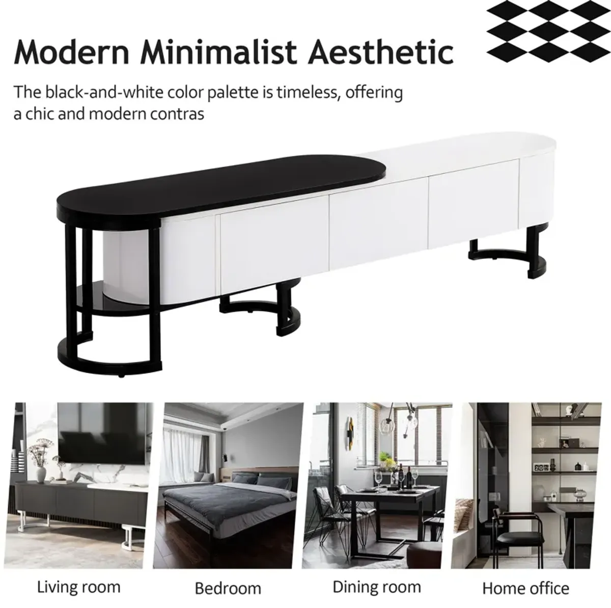 Modern Extendable TV Stand For TVs Up To 75", Entertainment Center Media Console With 3 Drawers, Metal Adjustable Legs For Living Room