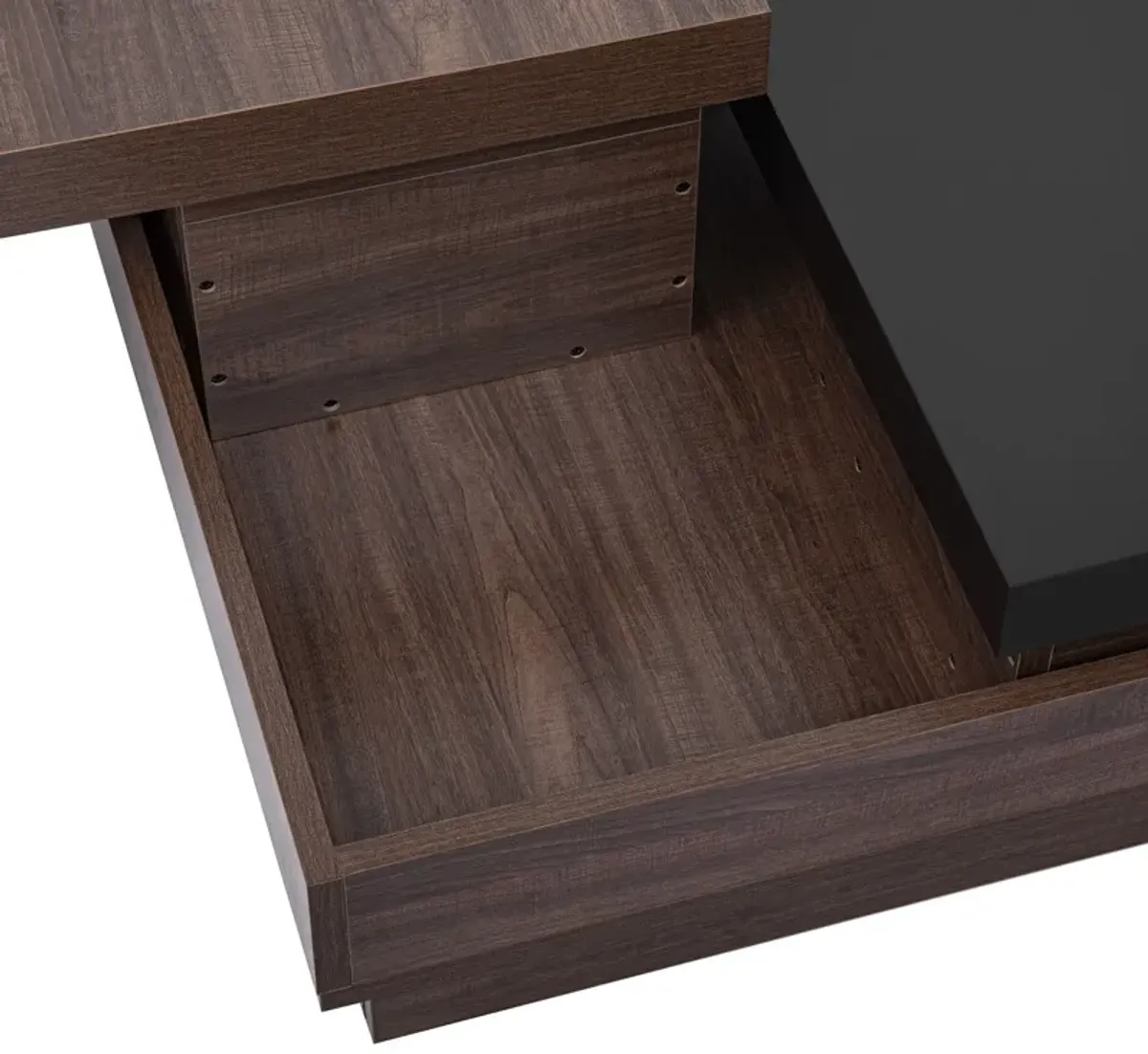 Rotatable Top Coffee Table, Modern Square Coffee Table With Wood Grain Design, 1 Hidden Storage Space For Living Room