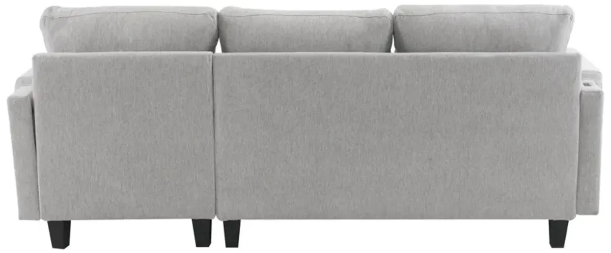 L Shaped Sofa Sectional Couch Sofa Bed With Two USB Ports, A Movable Ottoman And A Reversible Chaise Lounge For Living Room