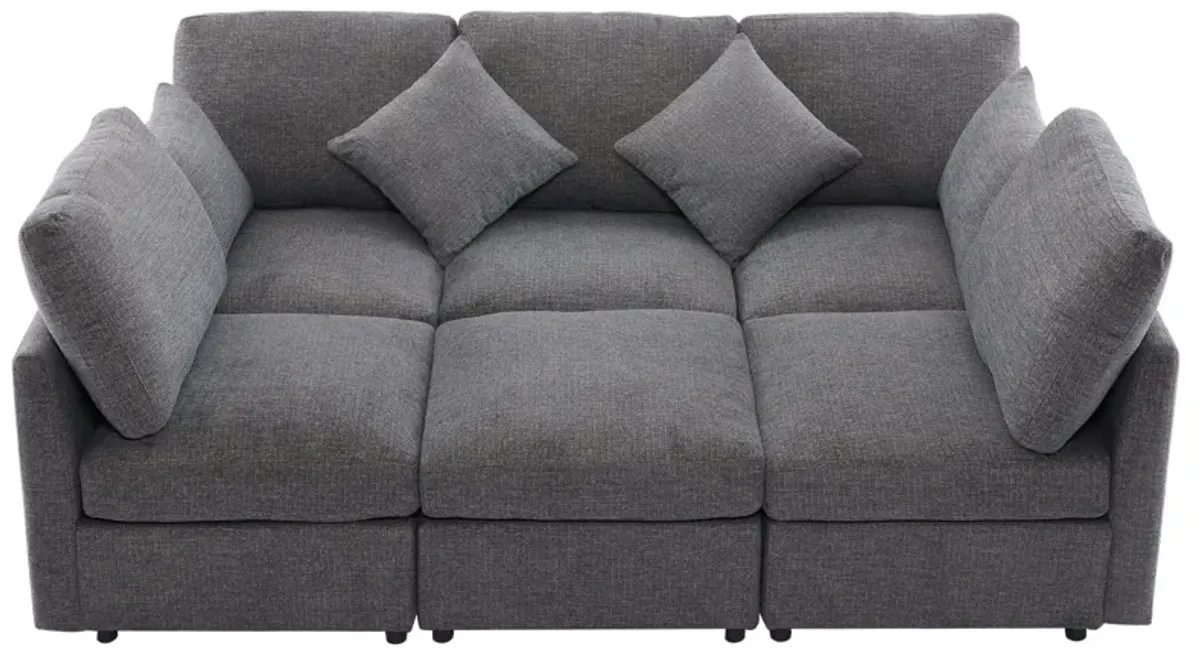 Sectional Sofa Modular Sofa U - Shaped Sofa Couch Sofa Bed L - Shaped Sofa With A Movable Ottoman And Two USB Ports For Living Room