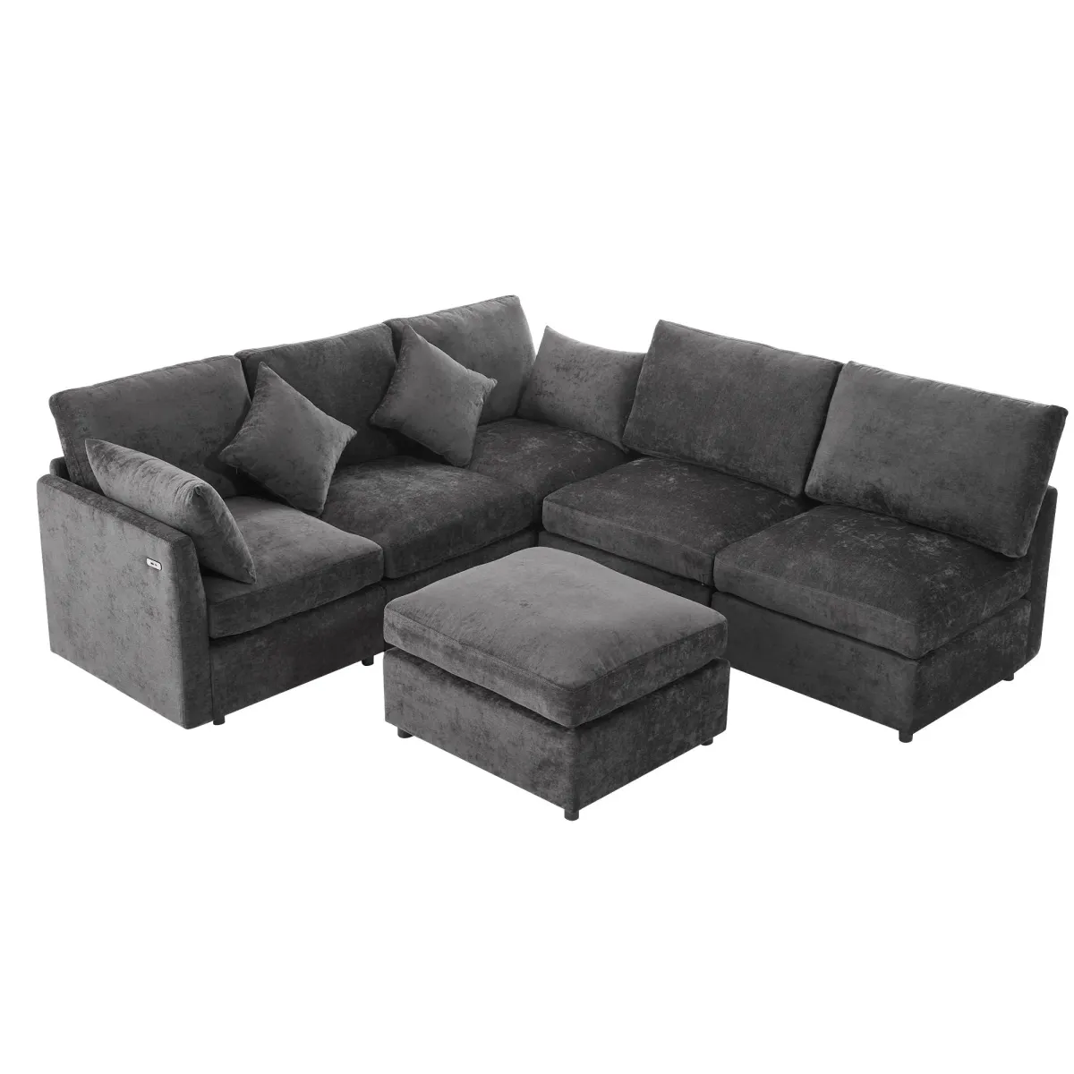 Sectional Sofa Modular Sofa U - Shaped Sofa Couch Sofa Bed L - Shaped Sofa With A Movable Ottoman And Two USB Ports For Living Room